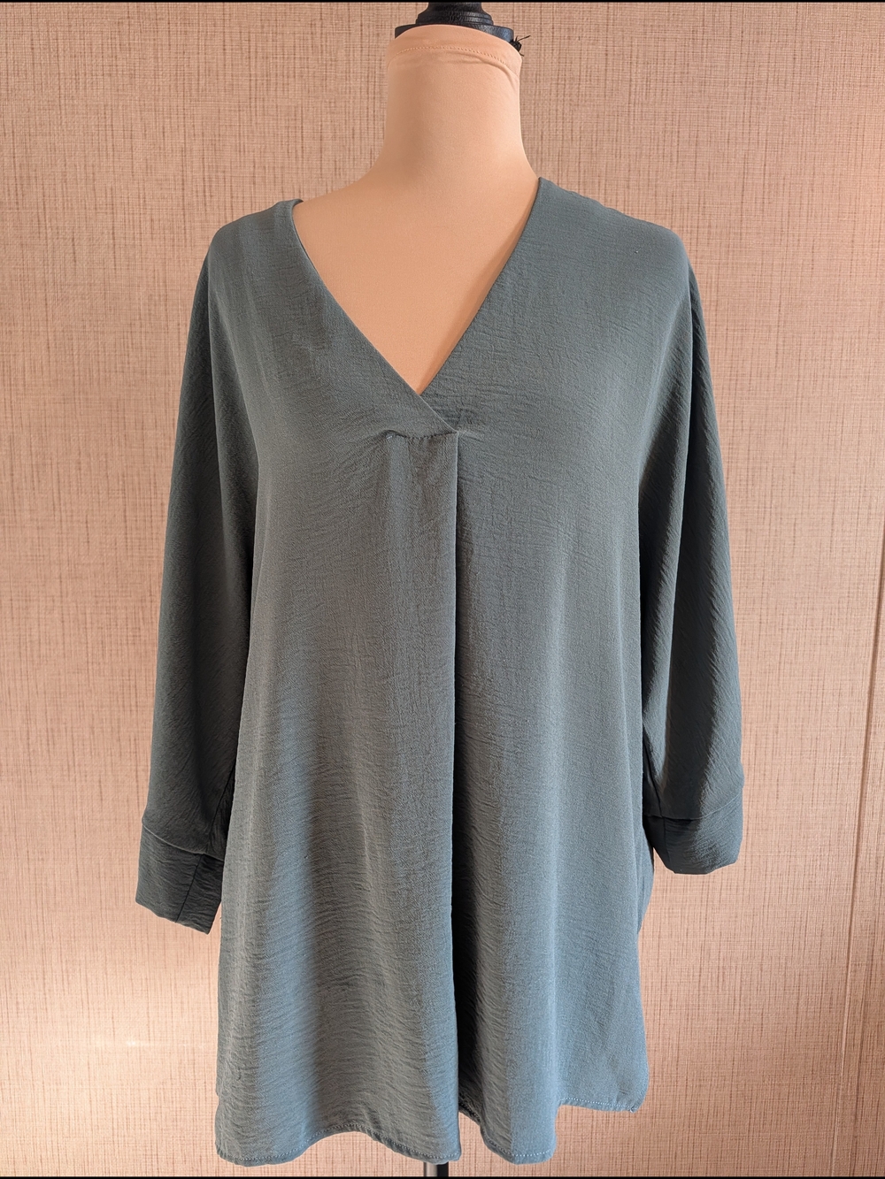 mts Dusty Teal V-Neck Tunic Top